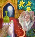 Still Life with Moon Goddess and Day Lilies